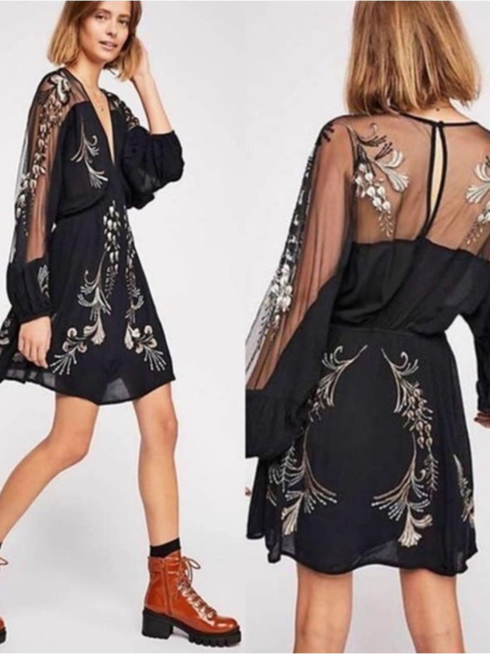Free People Bonjour Embroidered Mini Dress - Picture 2 of 4